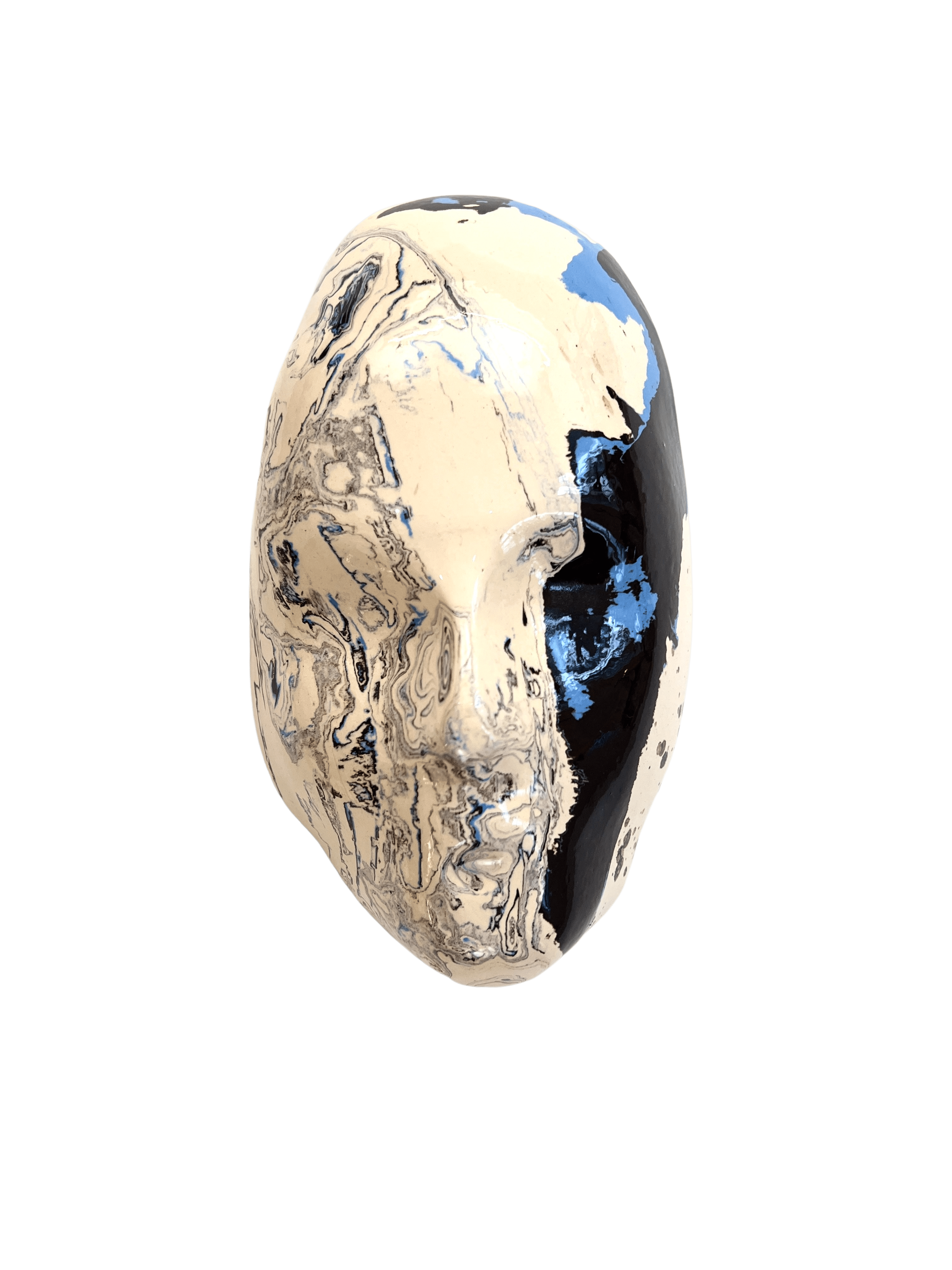 Tarian-mask-ceramic-blue-white-black
