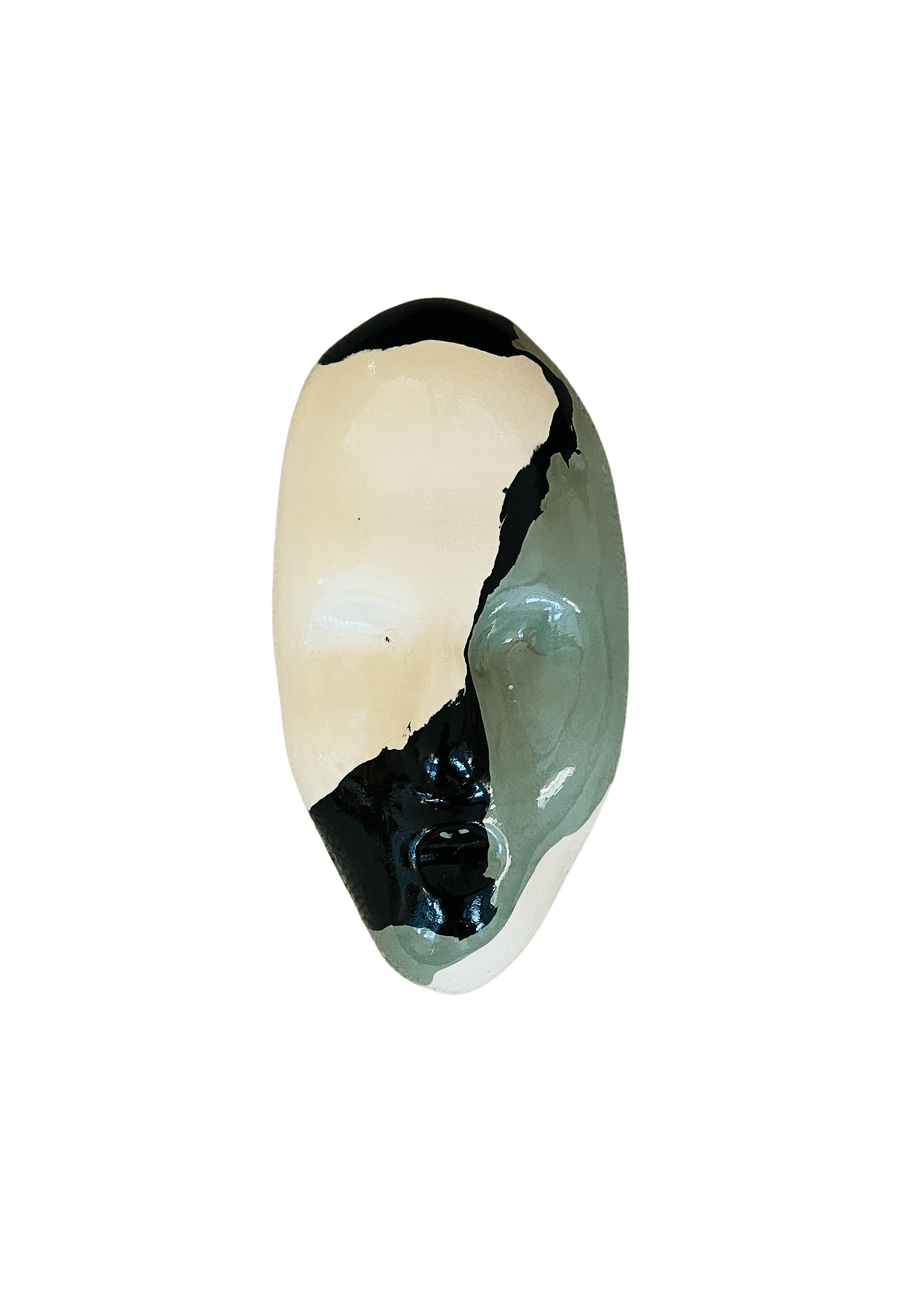 Tarian-mask-ceramic-white-black-green