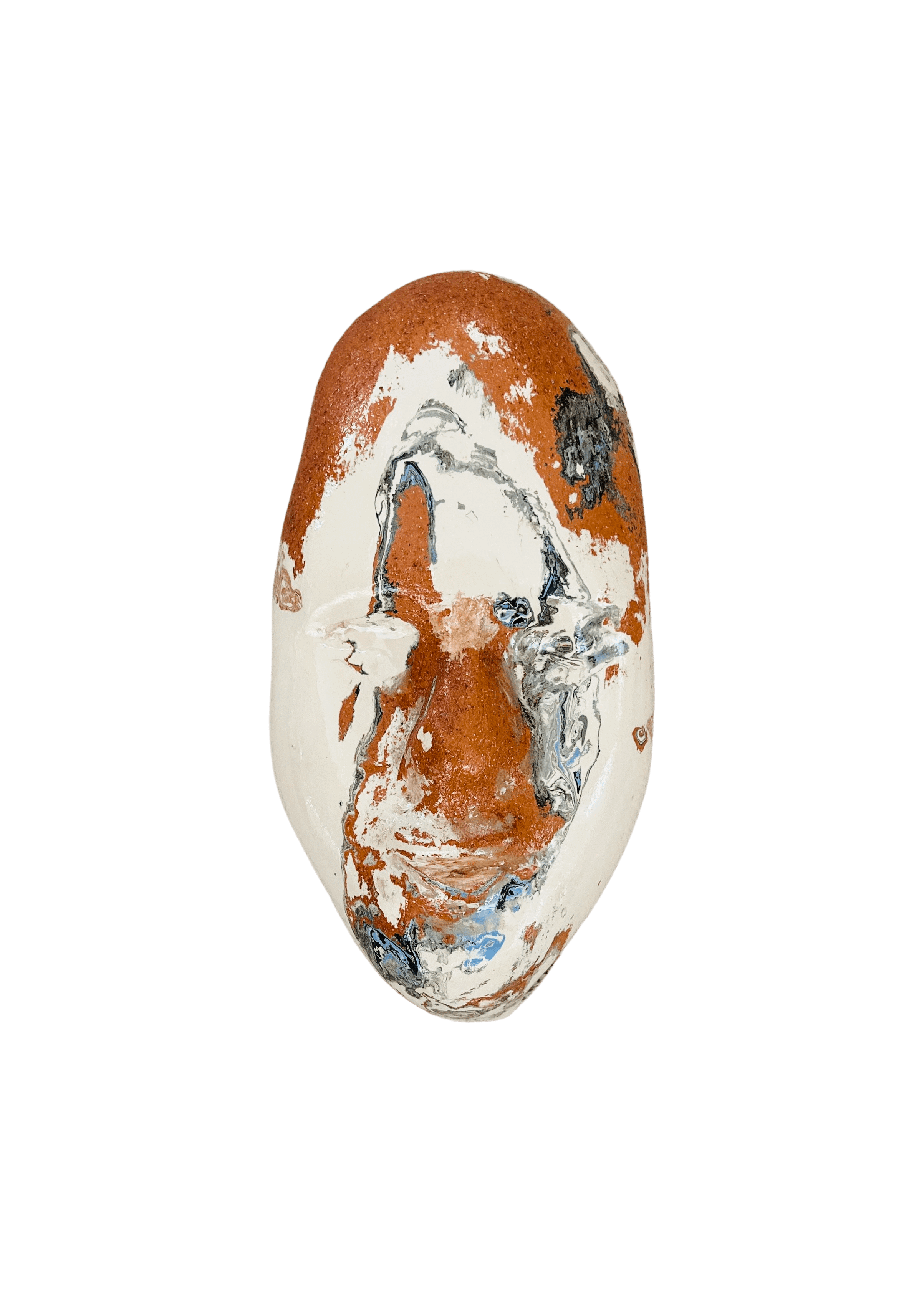Tarian-mask-ceramic-white-orange-grey