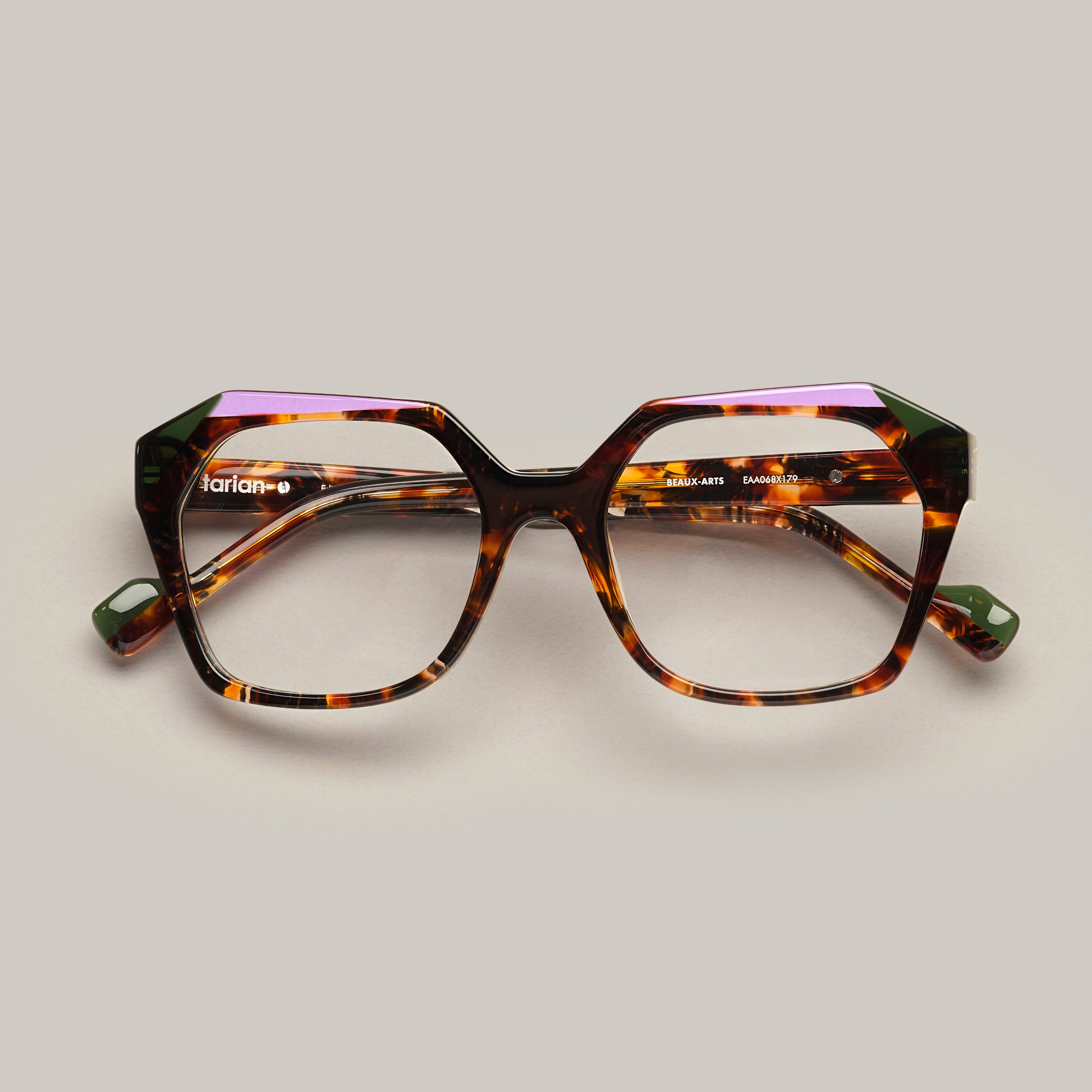 Tarian-Beaux-Arts-large-rectangle-cateye-eyewear-green-purple-tortoiseshell