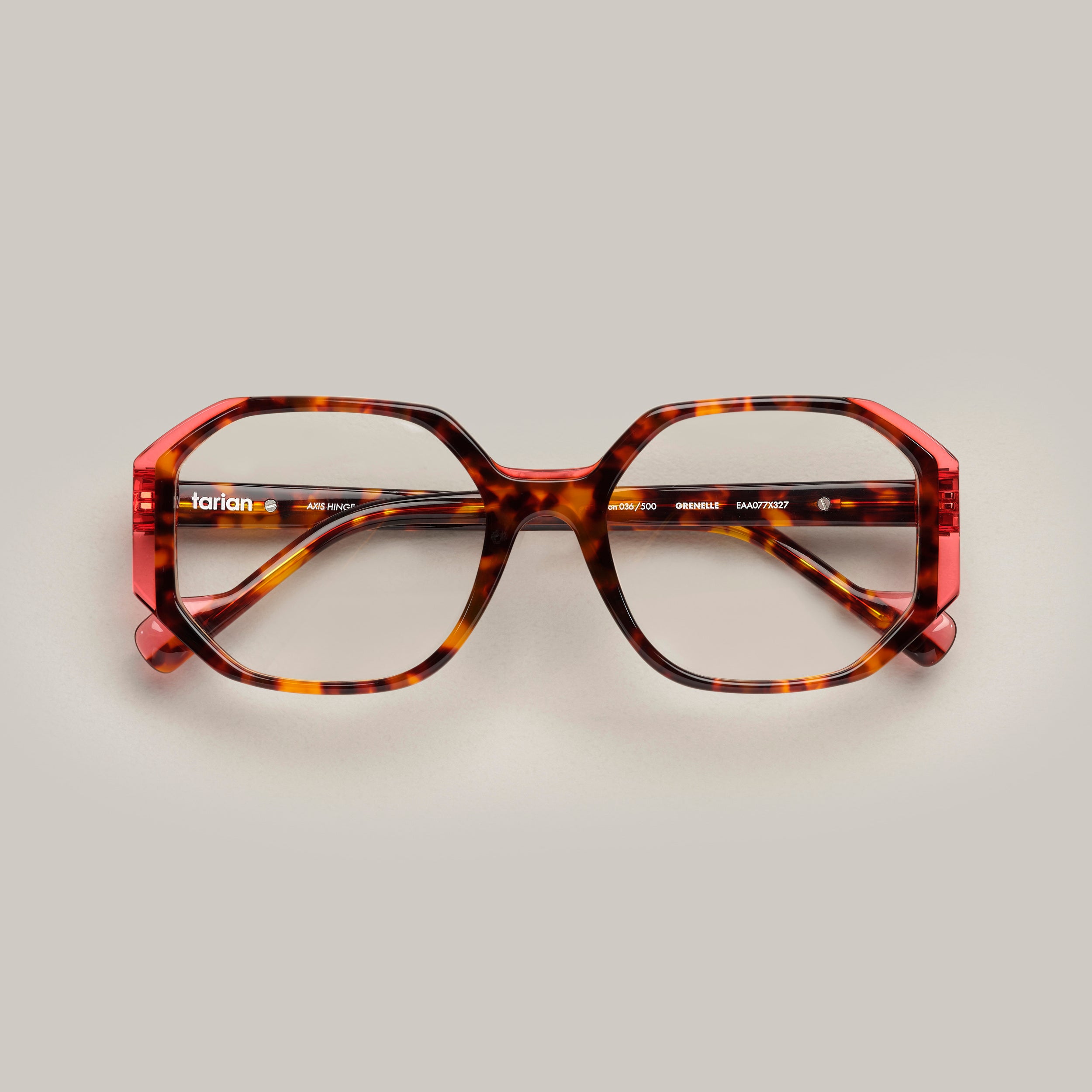 Tarian-Grenelle-square-eyewear-tortoiseshell-clear-red