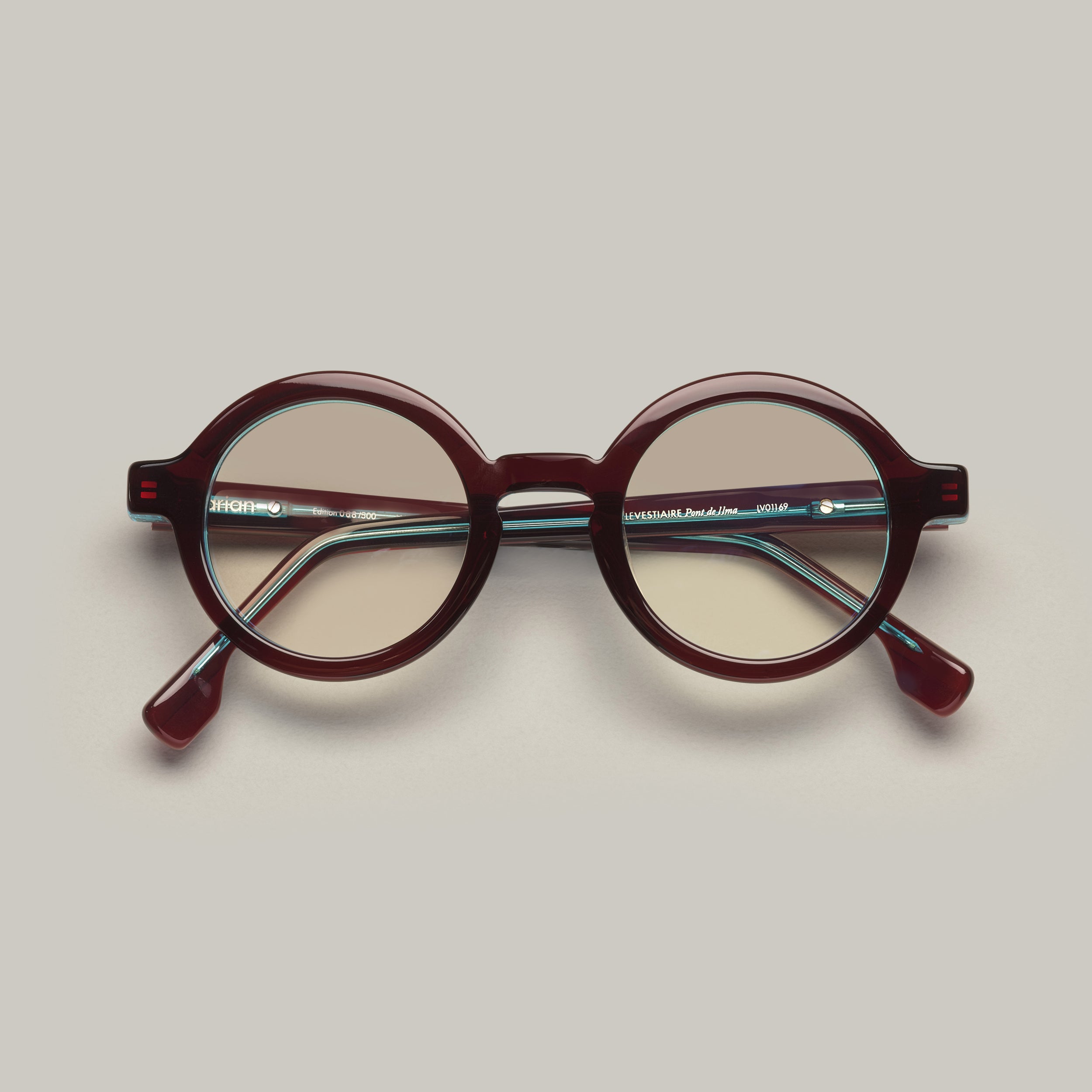 Tarian Pont de l'Alma round burgundy turquoise eyewear