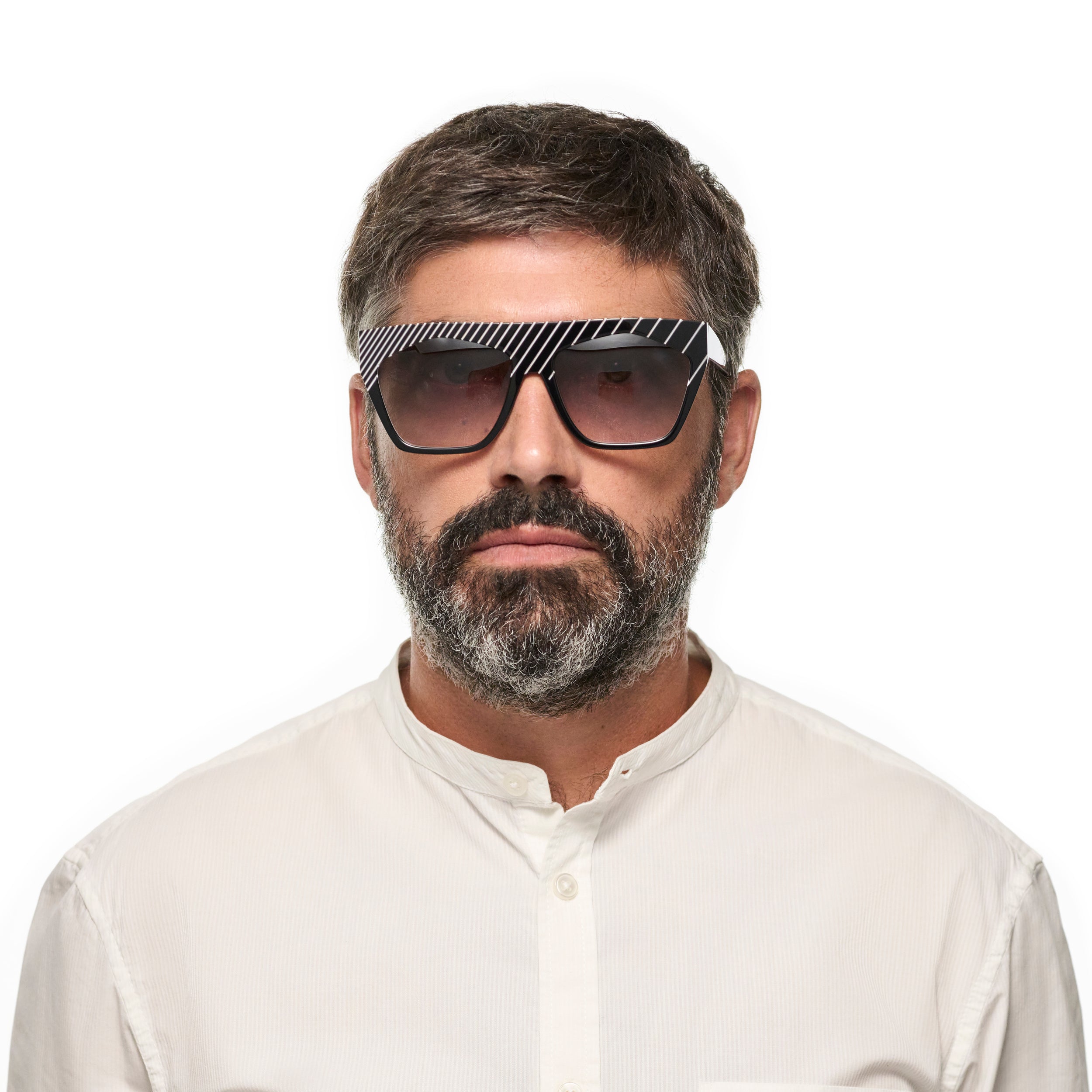 Tarian-Sky-Bar-large-rectangle-sunglasses-black-white-portrait