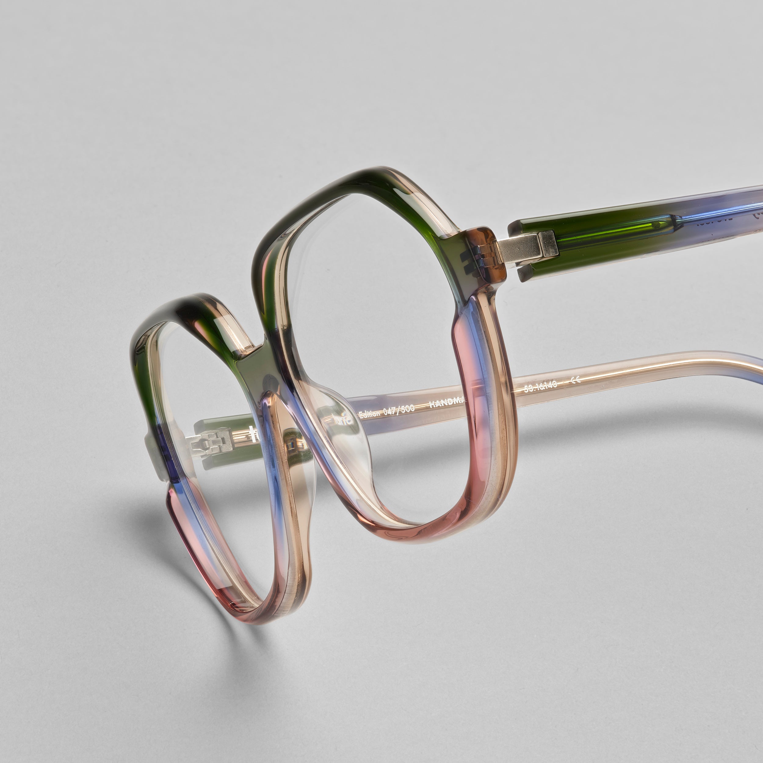 Zoom open Tarian clear gradient green purple pink trapeze eyewear