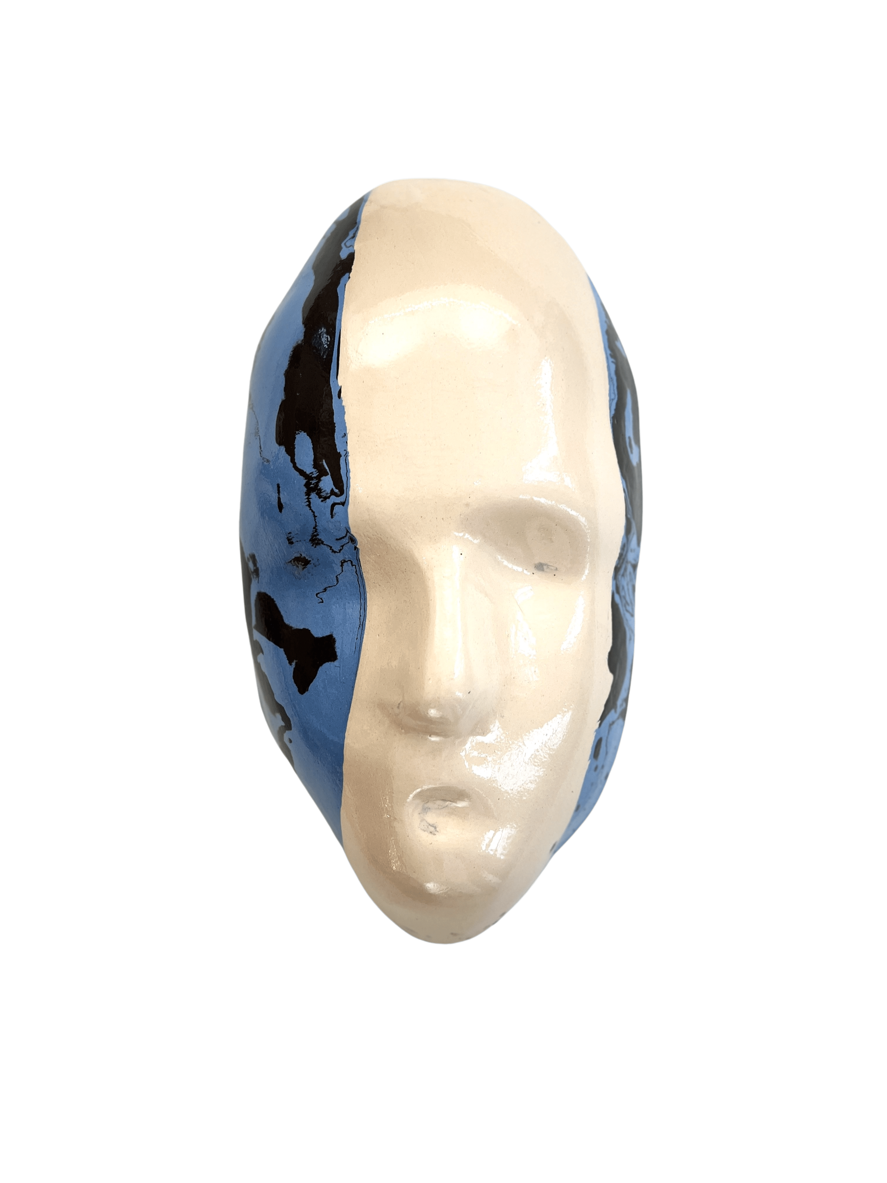 Tarian-mask-ceramic-blue-white-black