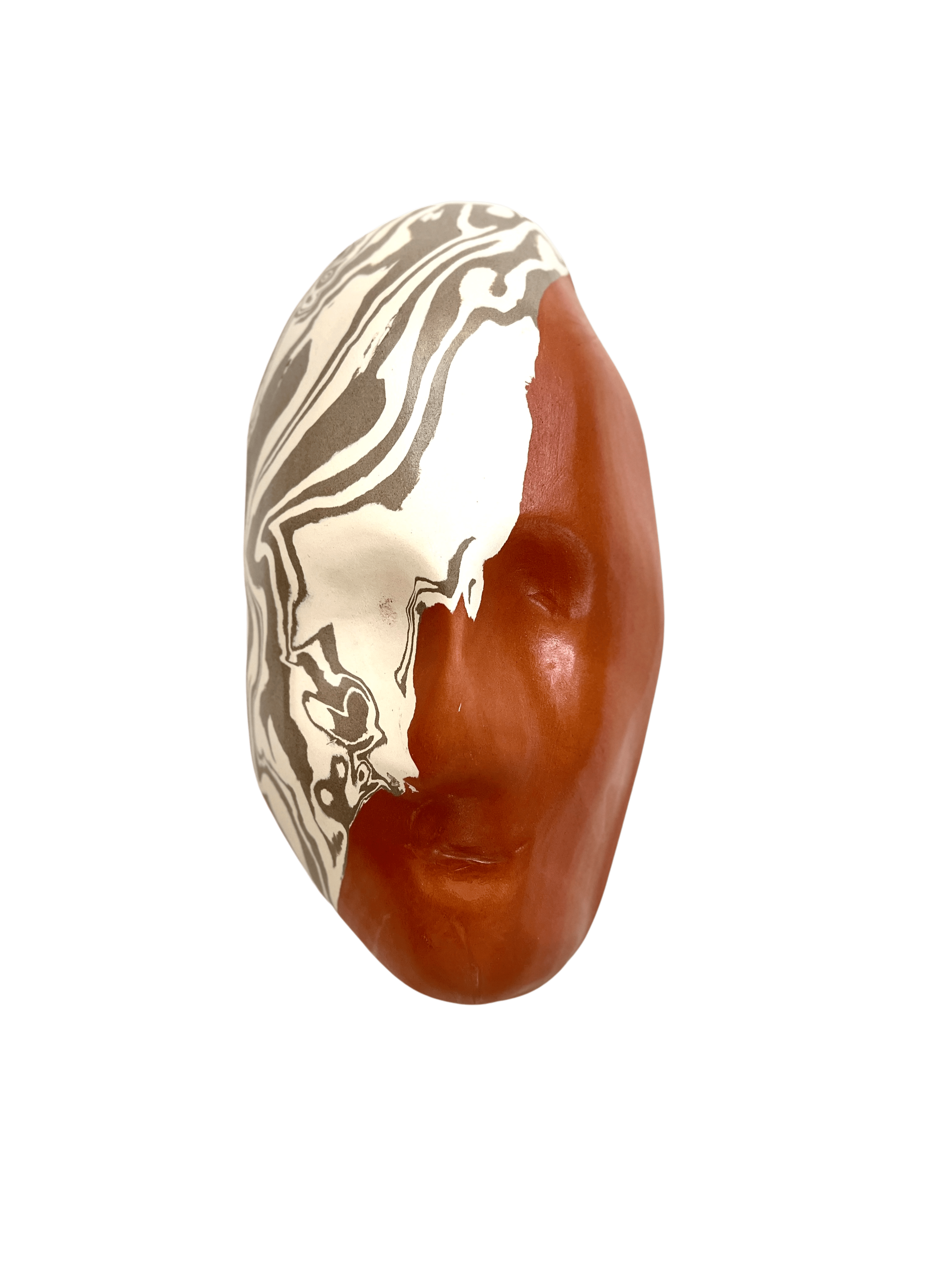 Tarian-mask-ceramic-orange-white-green