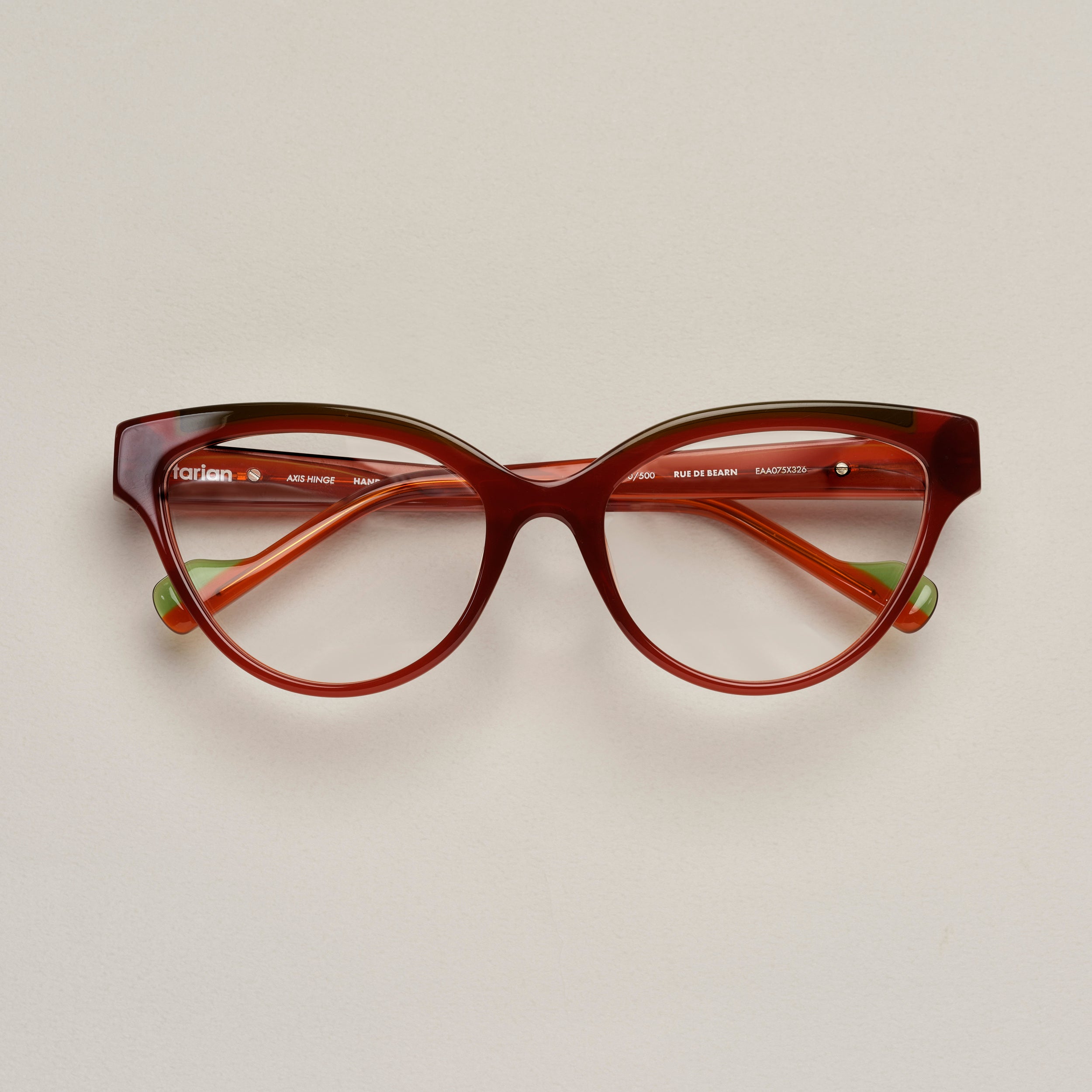 Tarian-Rue-de-Bearn-cateye-eyewear-orange-green