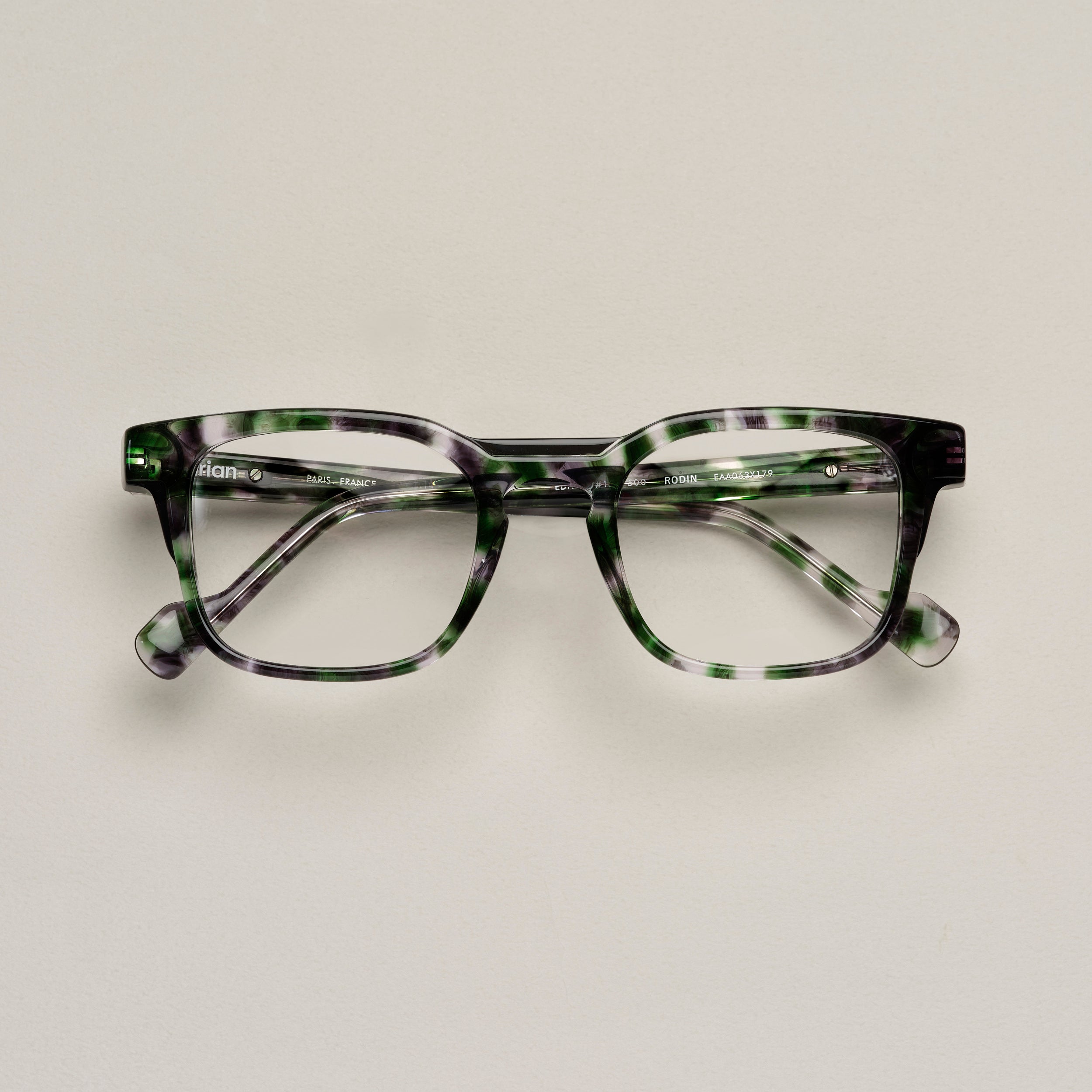 Tarian-Rodin-rectangle-eyewear-green-tortoiseshell