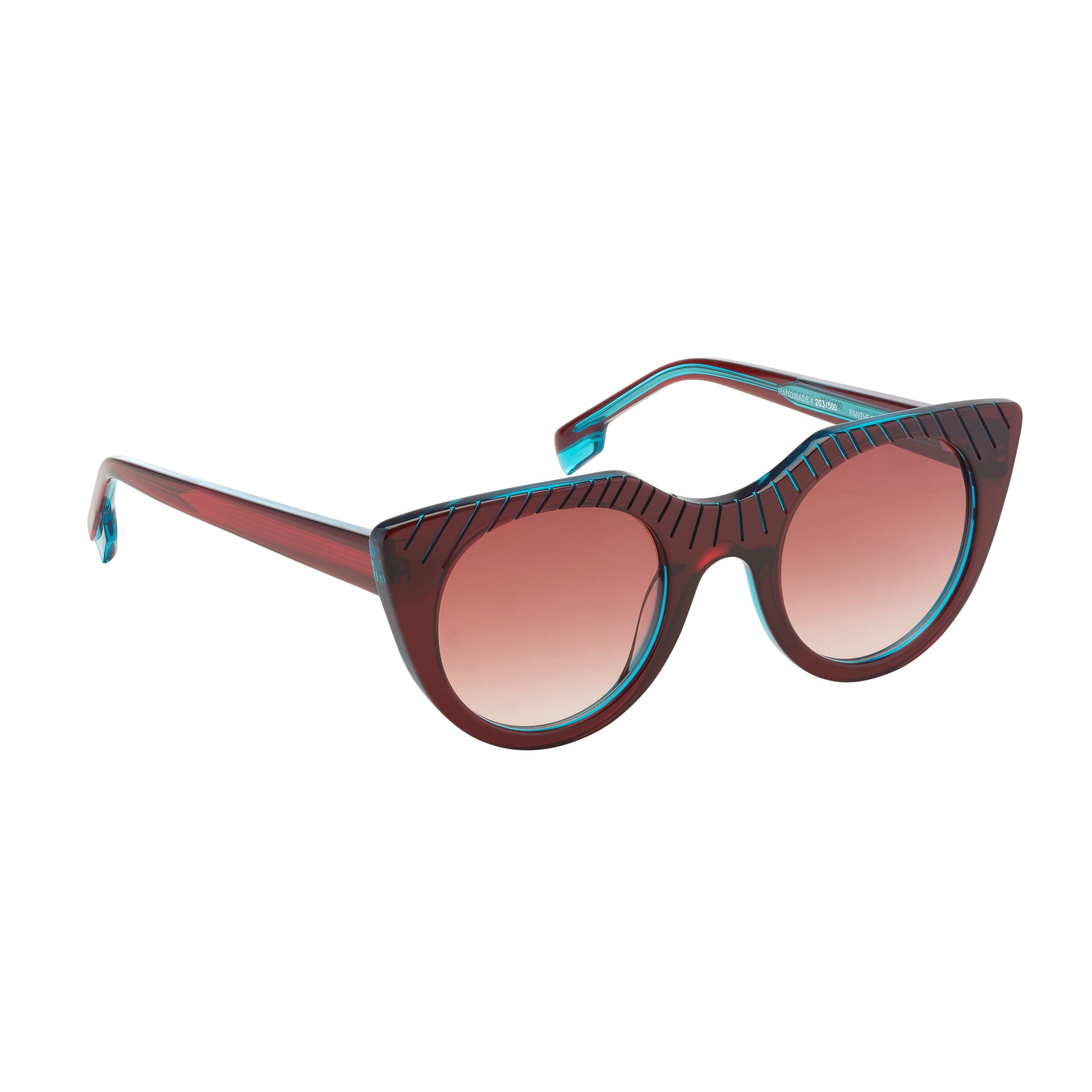 Tarian-Pantheon-cateye-sunglasses-burgundy-turquoise
