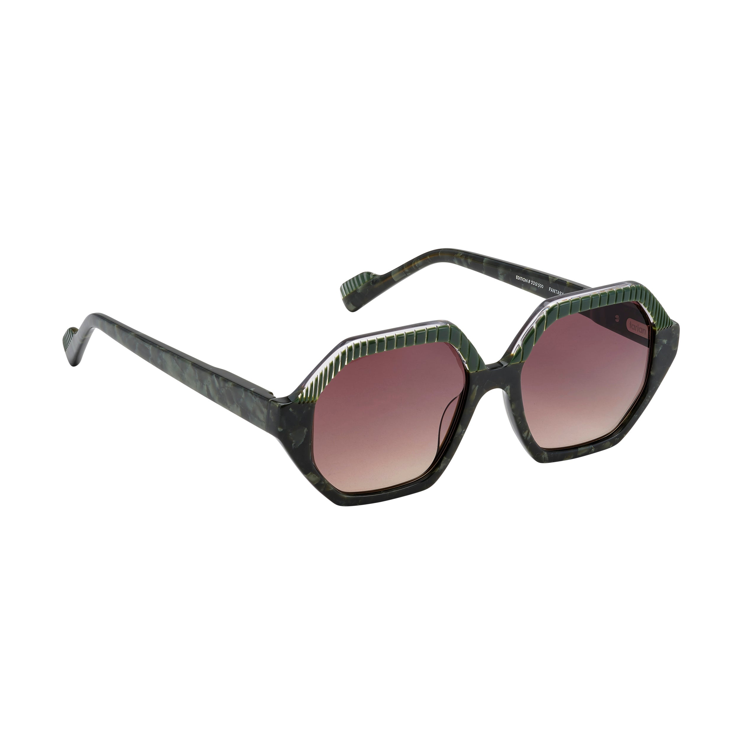 Tarian-Fantasy-large-hexagon-sunglasses-green-tortoiseshell-clear