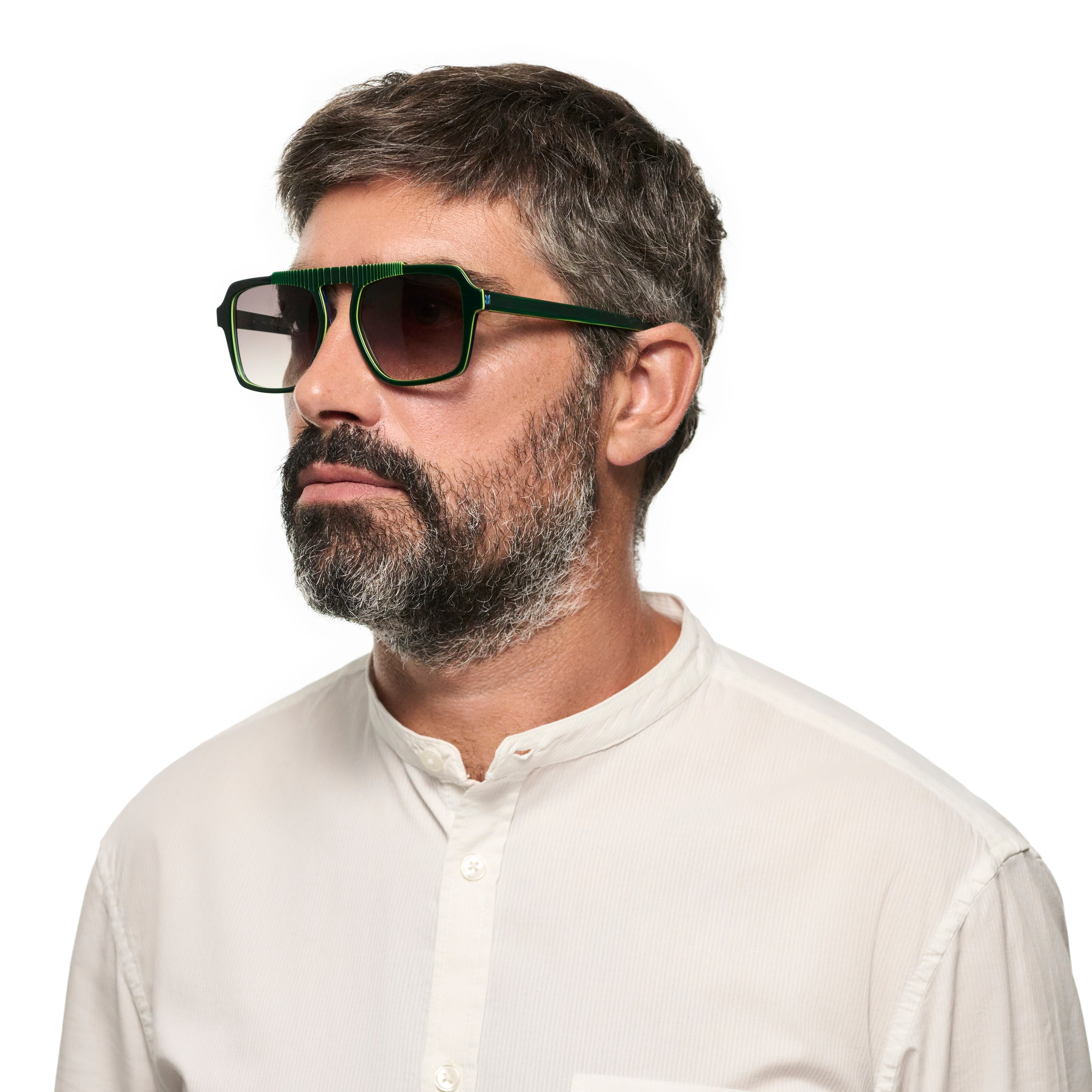 Tarian-Monge-pilot-sunglasses-green-portrait