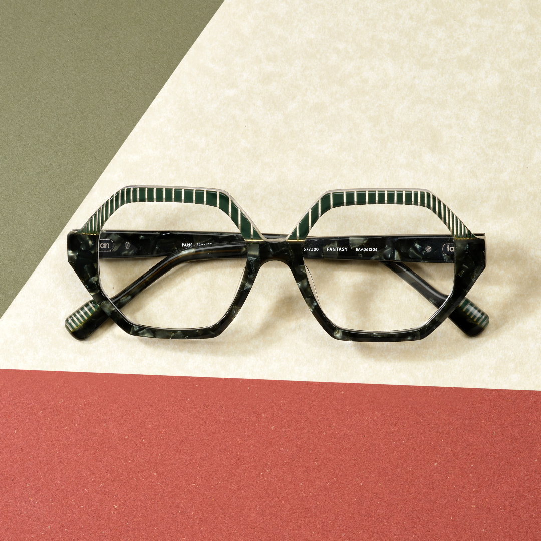 Tarian-Fantasy-large-hexagon-eyewear-green-tortoiseshell-clear