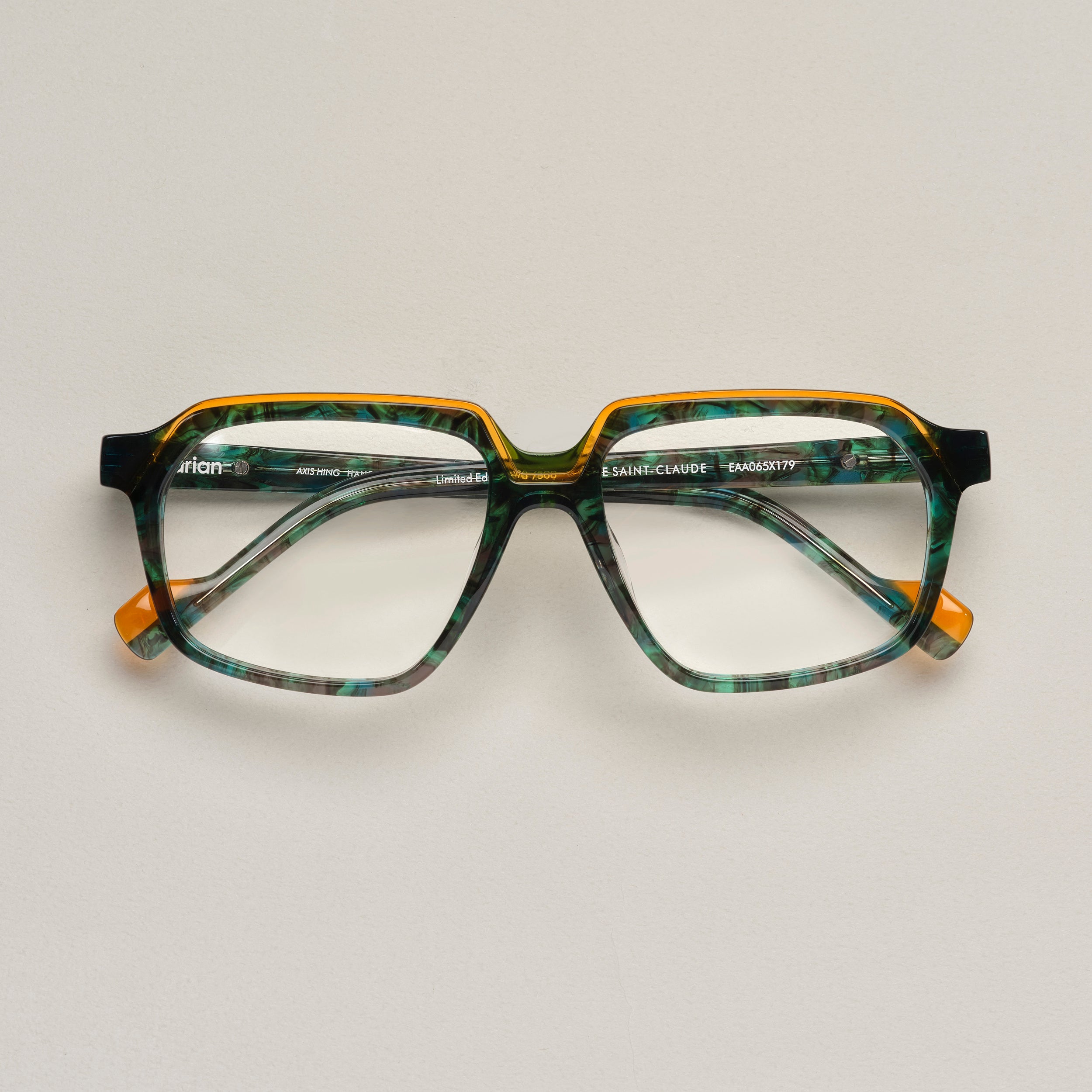 Tarian-Rue-Saint-Claude-large-rectangle-eyewear-green-tortoiseshell-orange
