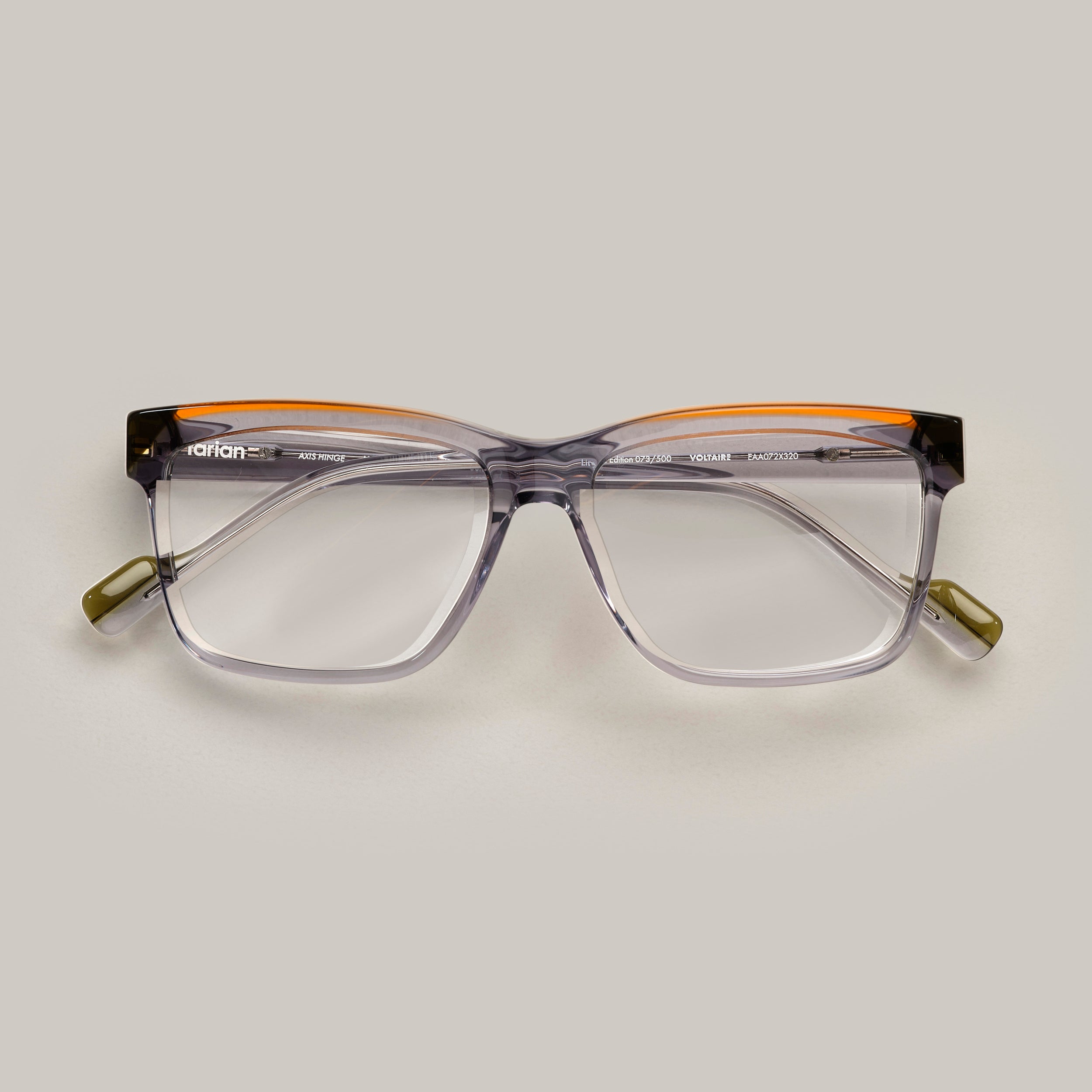 Tarian-Voltaire-rectangle-eyewear-clear-khaki-orange