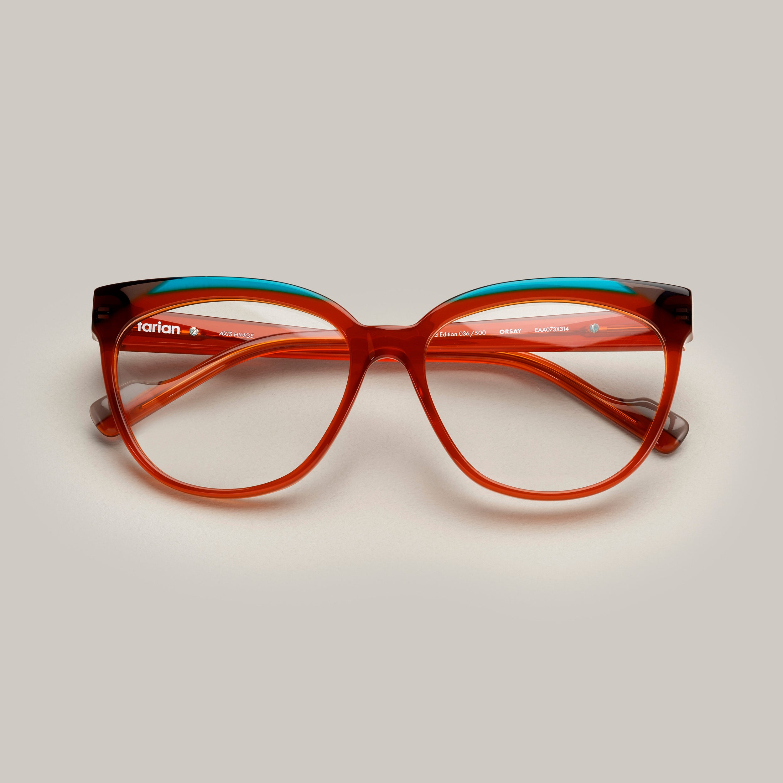 Tarian-Orsay-cateye-eyewear-lightbrown-turquoise-clearblack