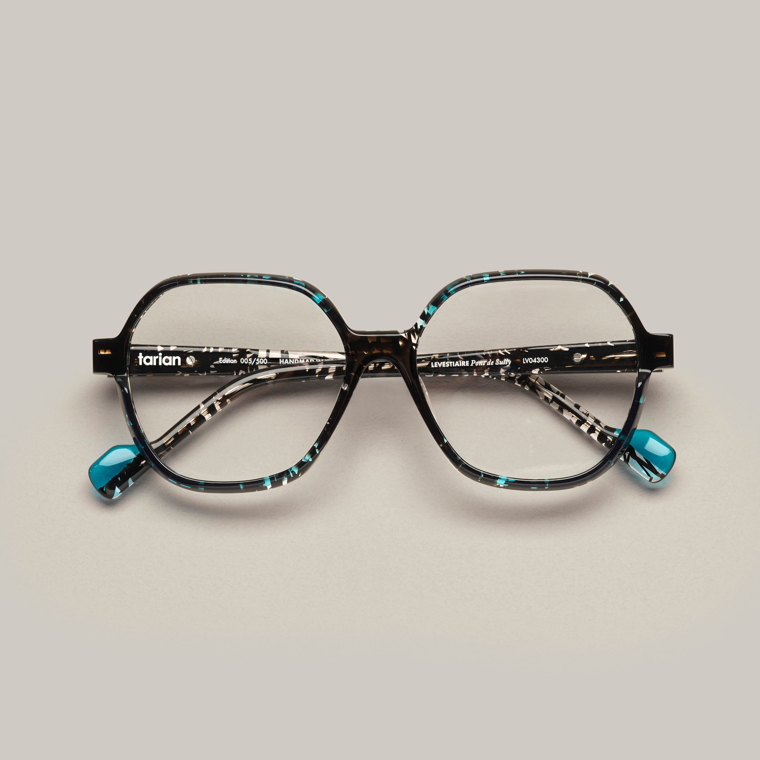 Tarian clear blue and black trapeze eyewear