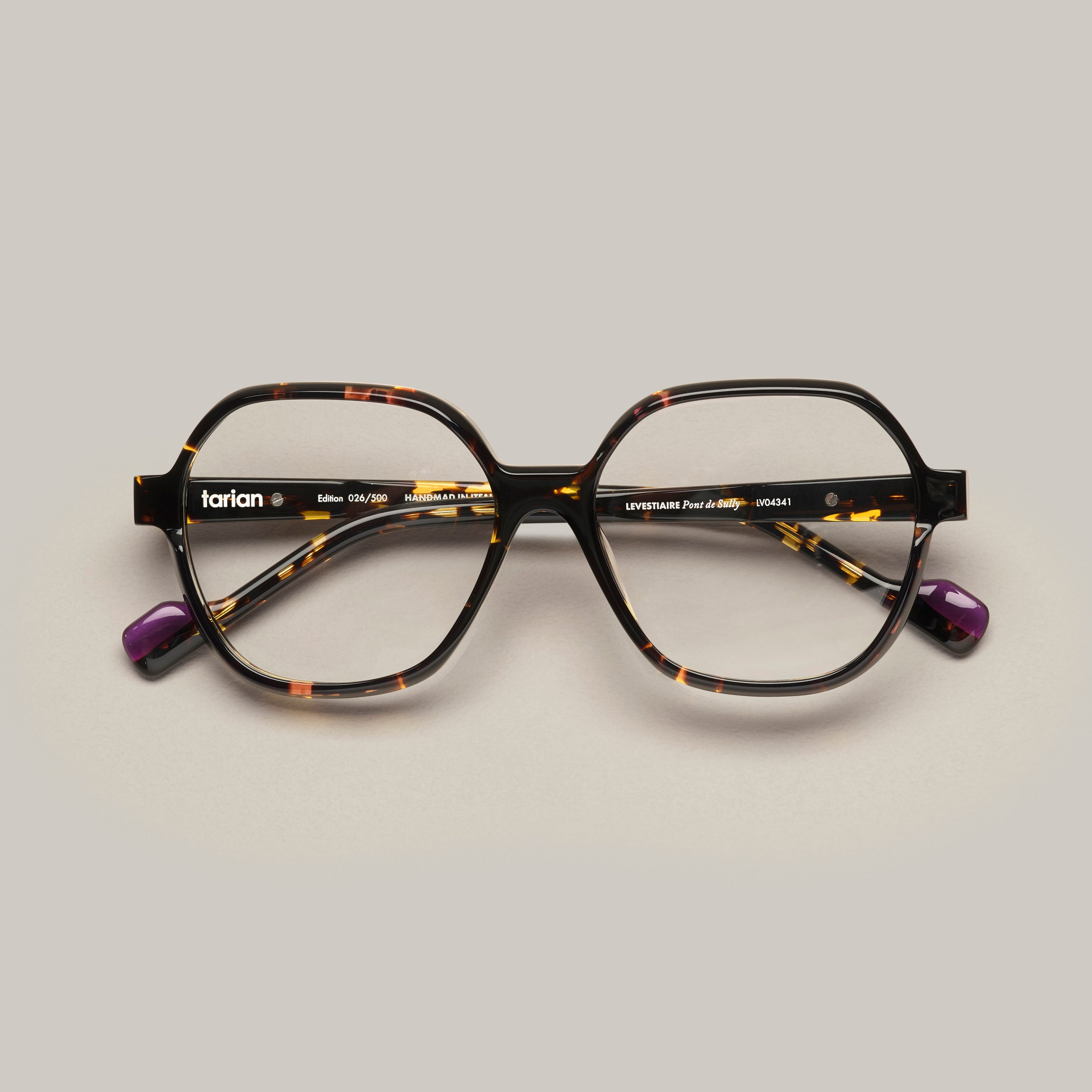 Tarian tortoiseshell and purple trapeze eyewear