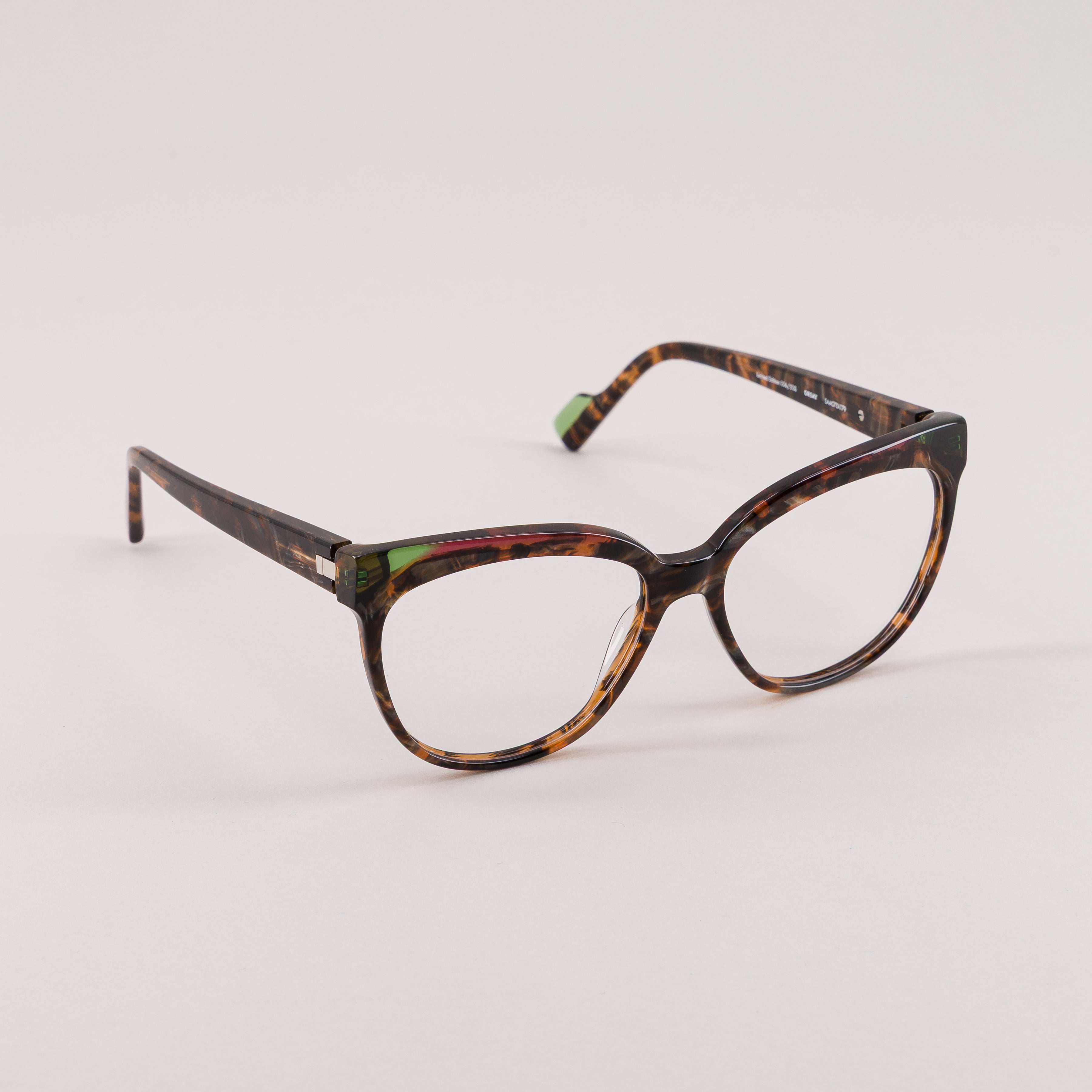 #color_tortoise shell clear green and burgundy