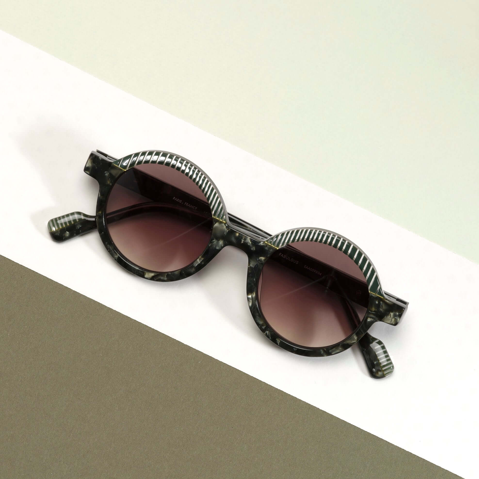 Tarian-Fabulous-round-sunglasses-green-turtleshell-clear