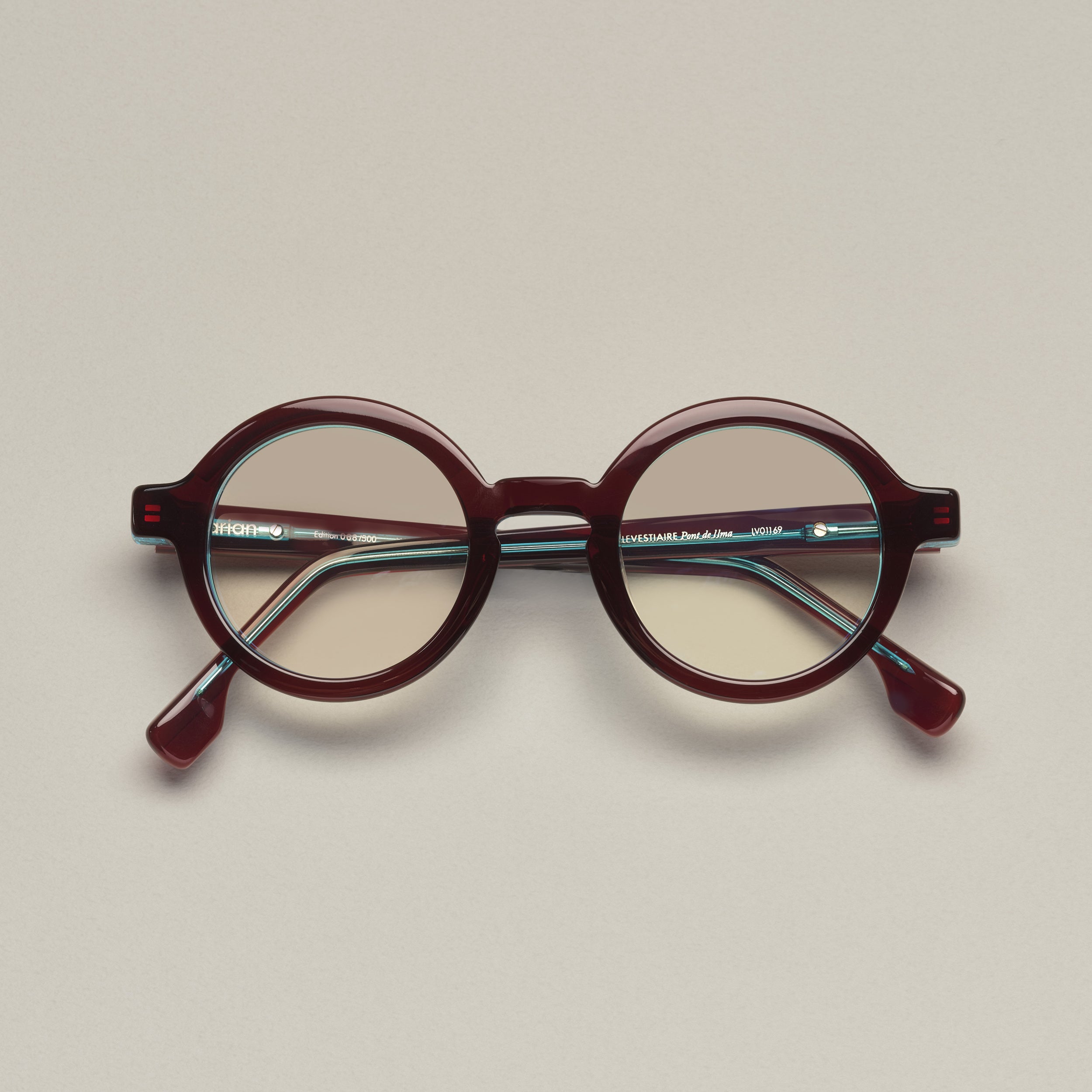 Tarian Pont de l'Alma round burgundy turquoise eyewear
