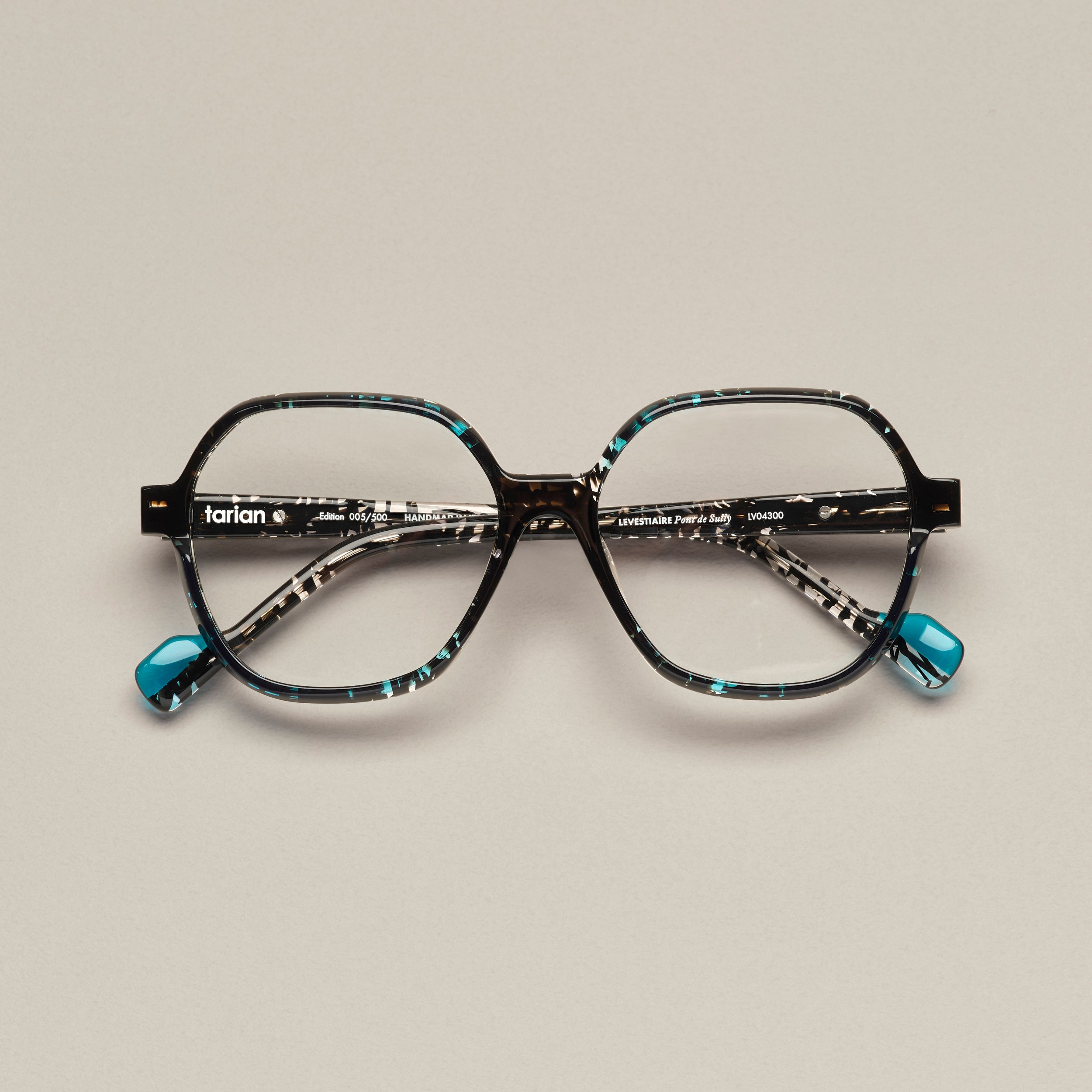 Tarian clear blue and black trapeze eyewear