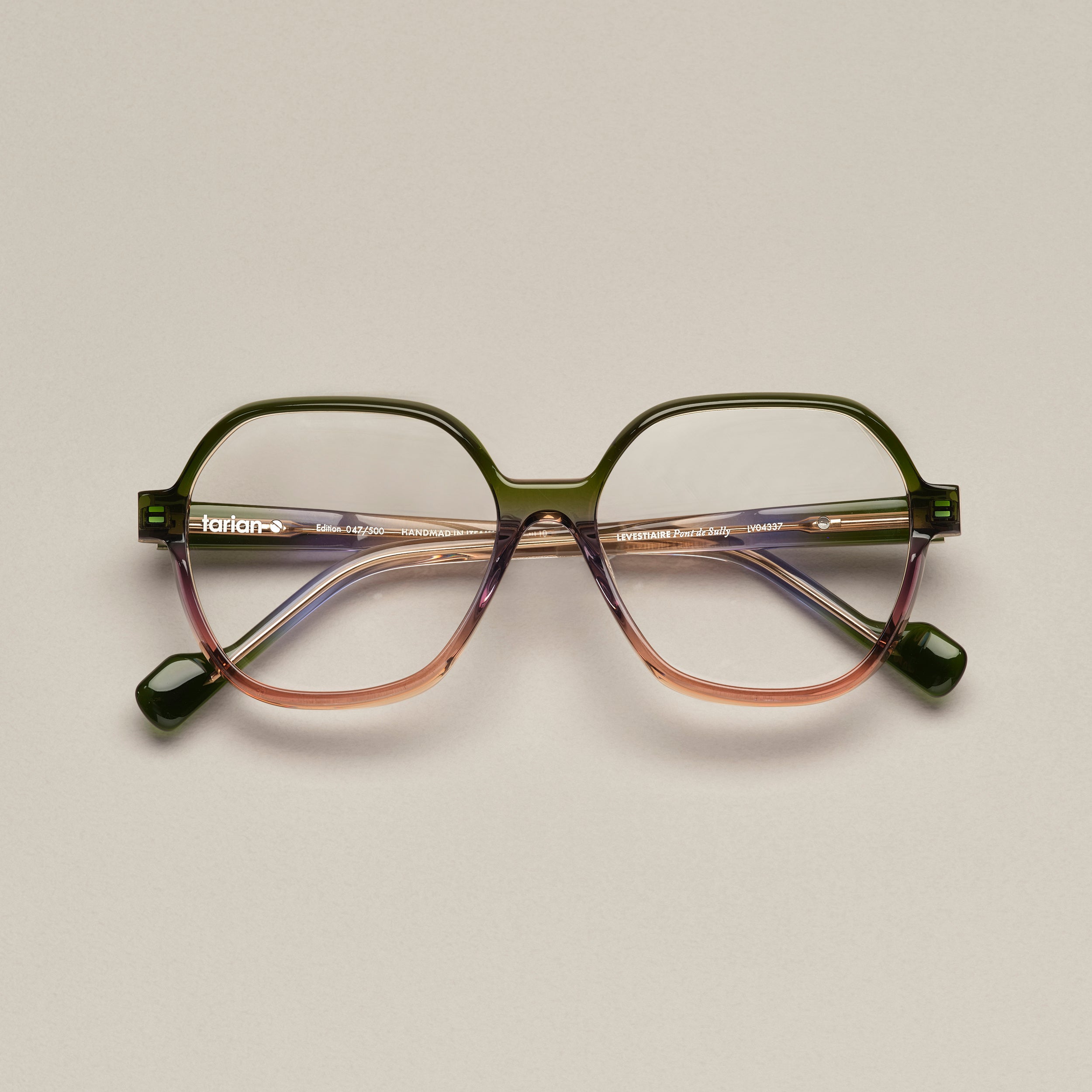 Tarian clear gradient green purple pink trapeze eyewear