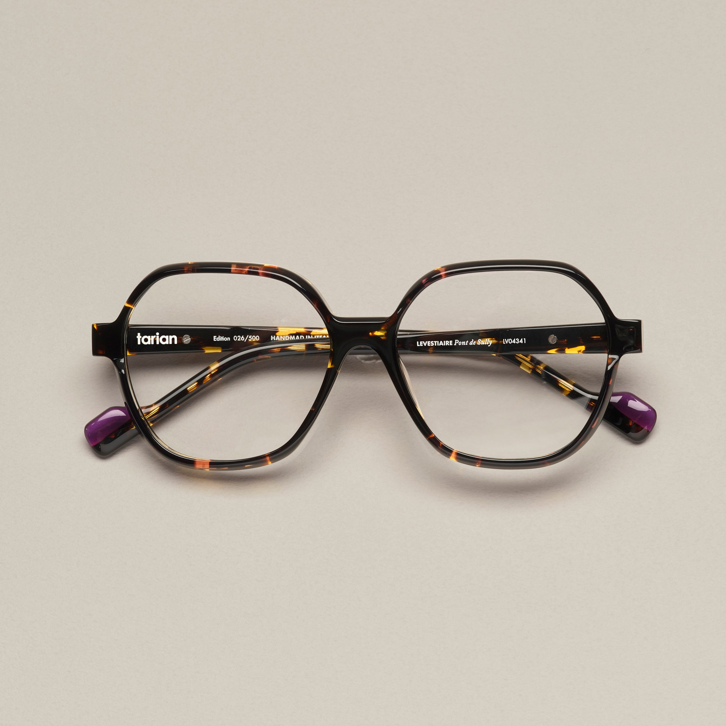 Tarian tortoiseshell and purple trapeze eyewear