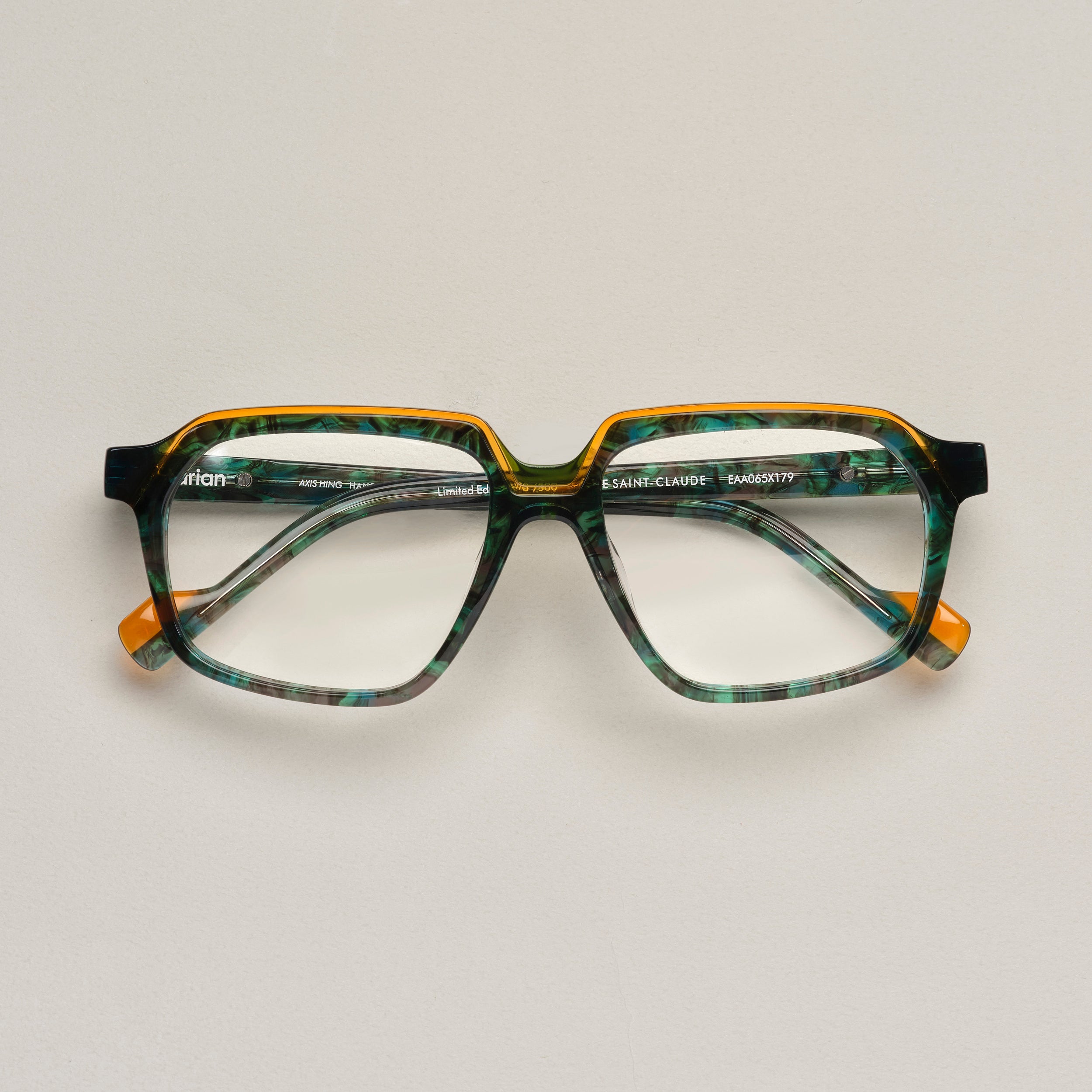 Tarian-Rue-Saint-Claude-large-rectangle-eyewear-green-tortoiseshell-orange