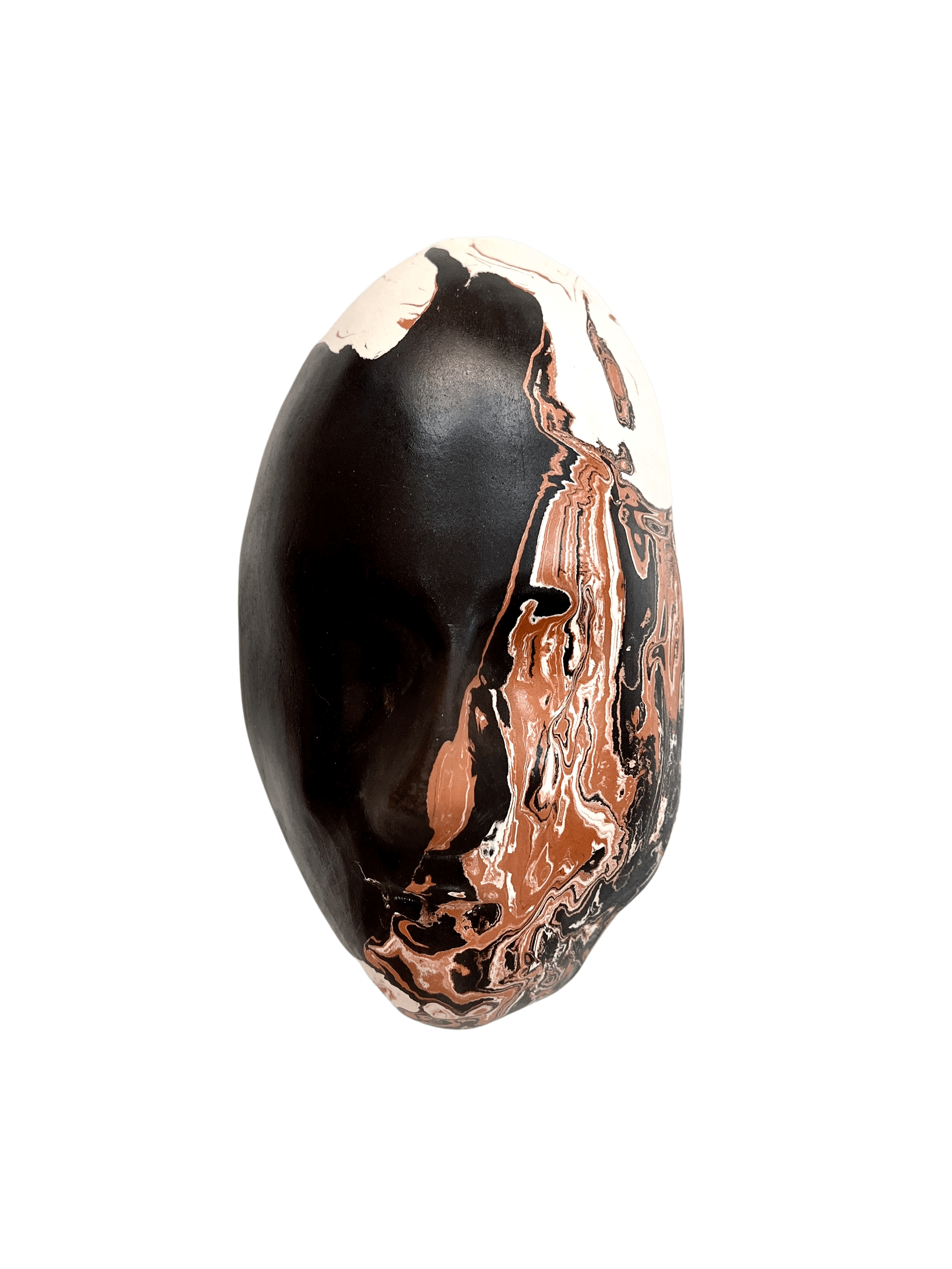 Tarian-mask-ceramic-orange-white-black