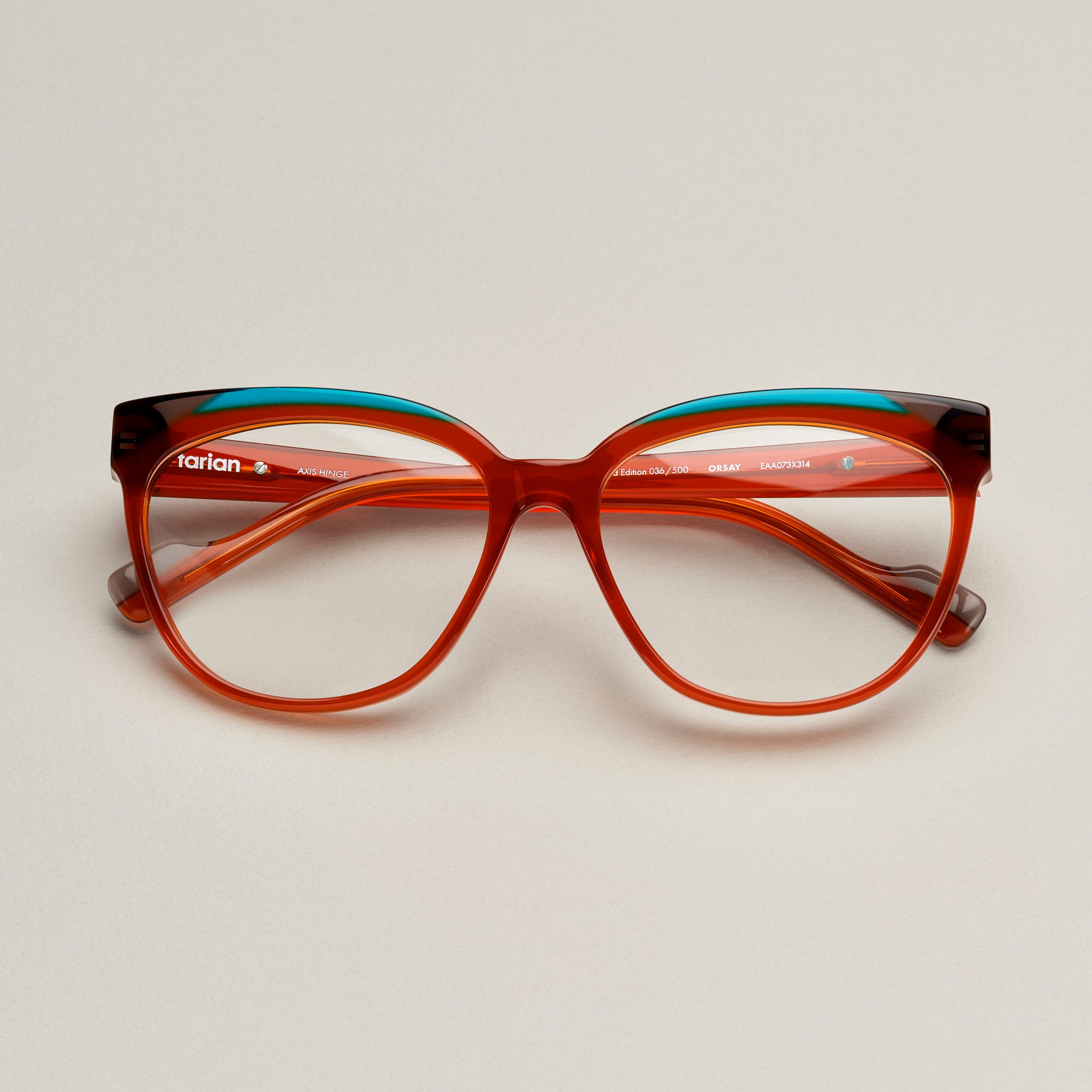 Tarian-Orsay-cateye-eyewear-lightbrown-turquoise-clearblack