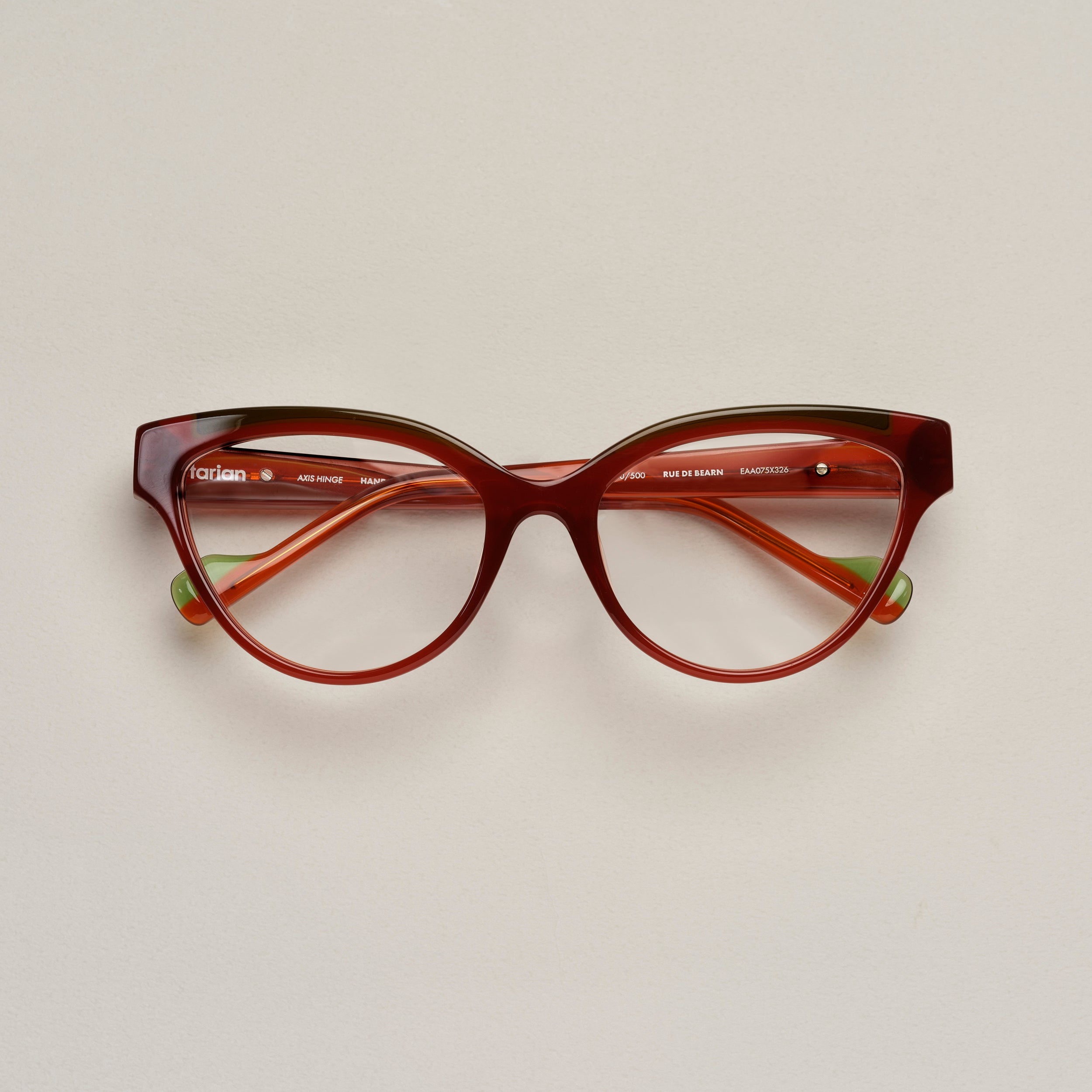 Tarian-Rue-de-Bearn-cateye-eyewear-orange-green