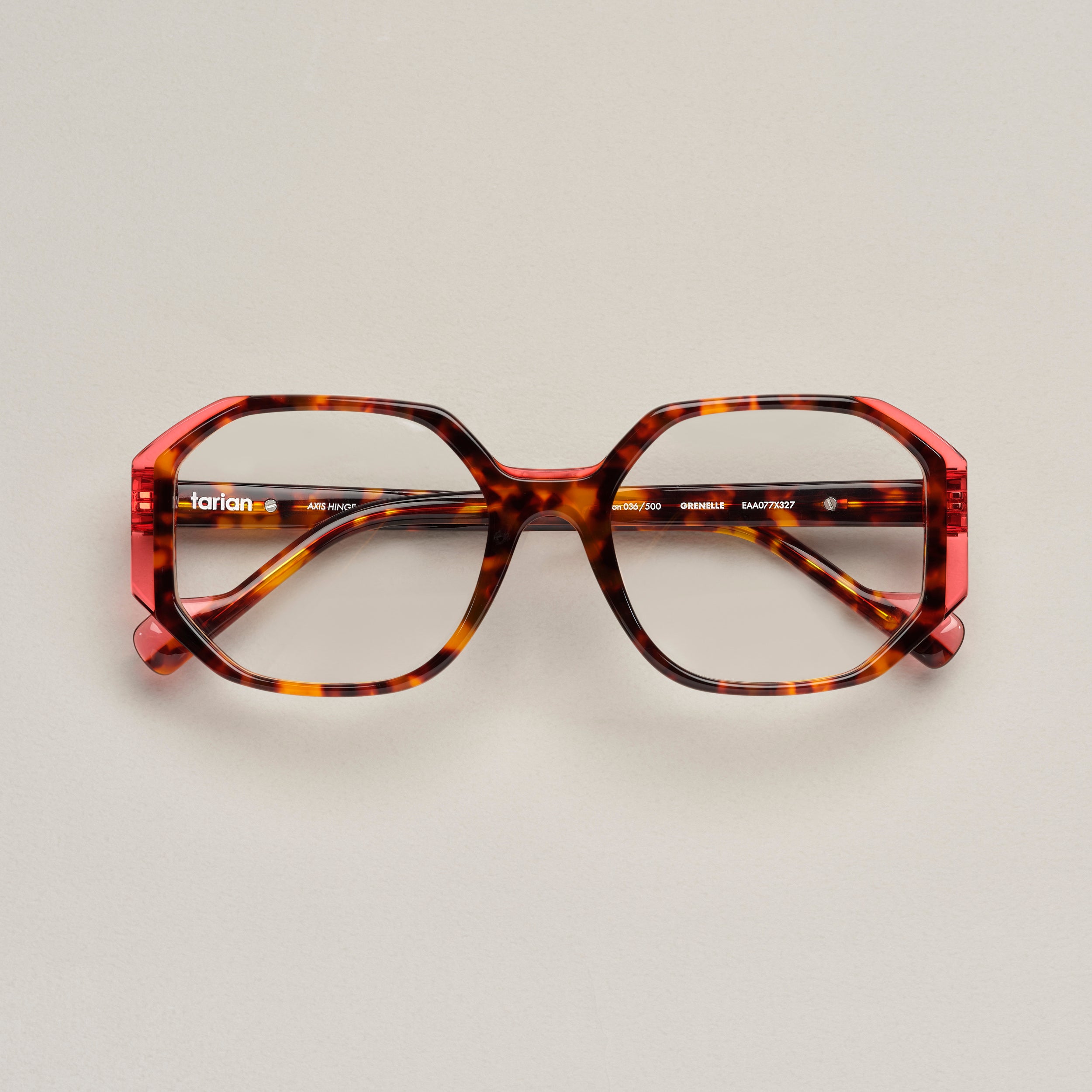 Tarian-Grenelle-square-eyewear-tortoiseshell-clear-red