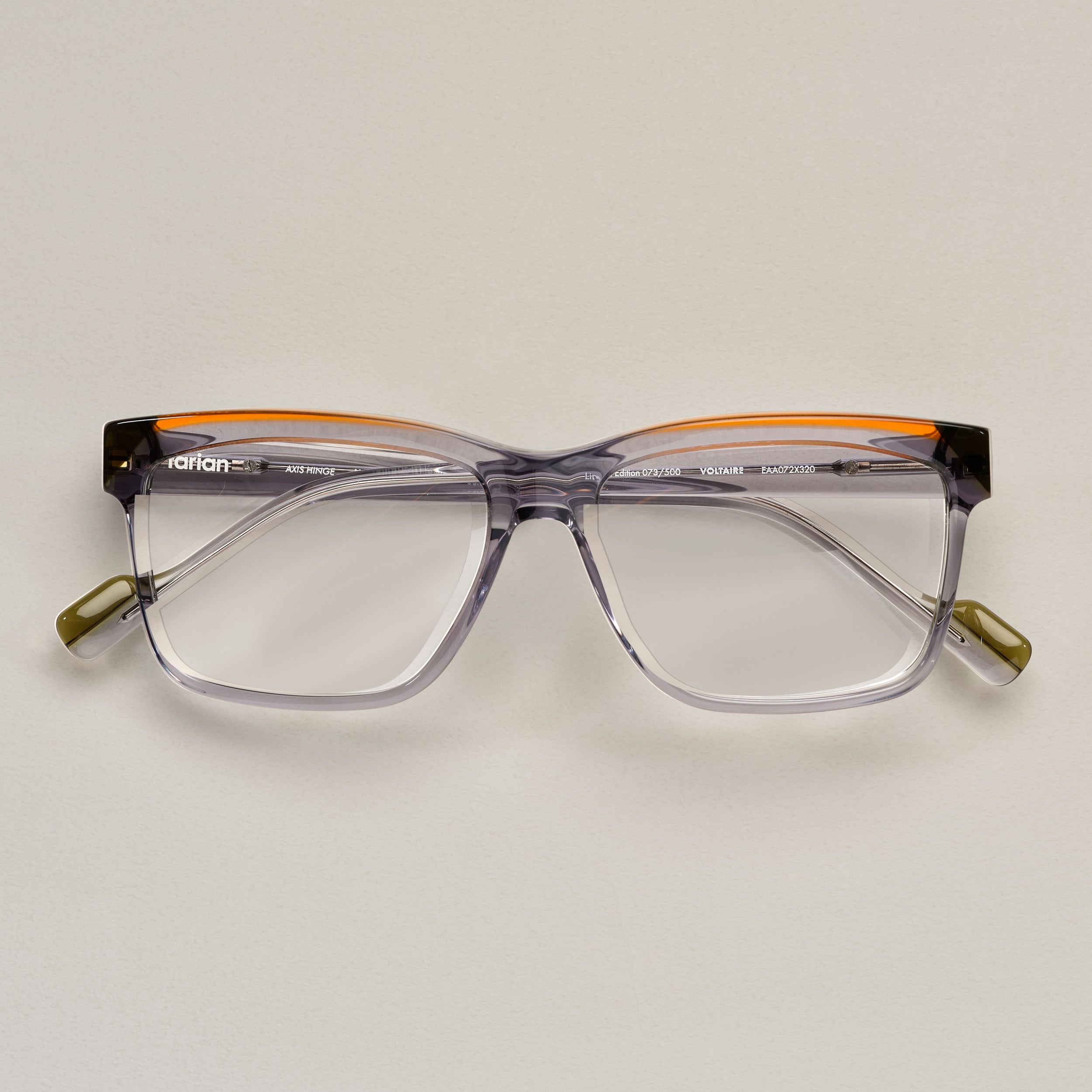 Tarian-Voltaire-rectangle-eyewear-clear-khaki-orange