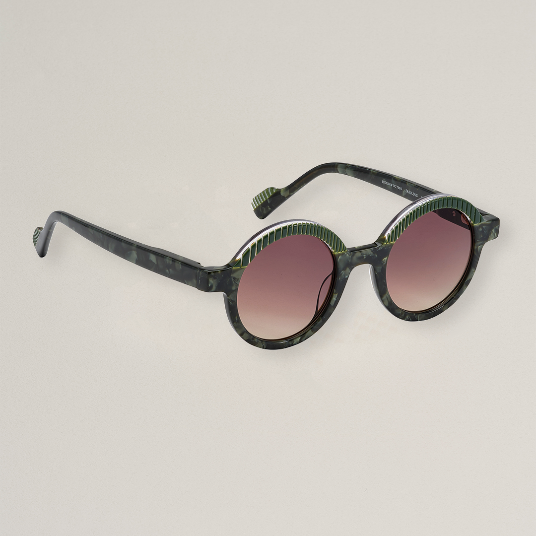 Tarian-Fabulous-round-sunglasses-green-turtleshell-clear
